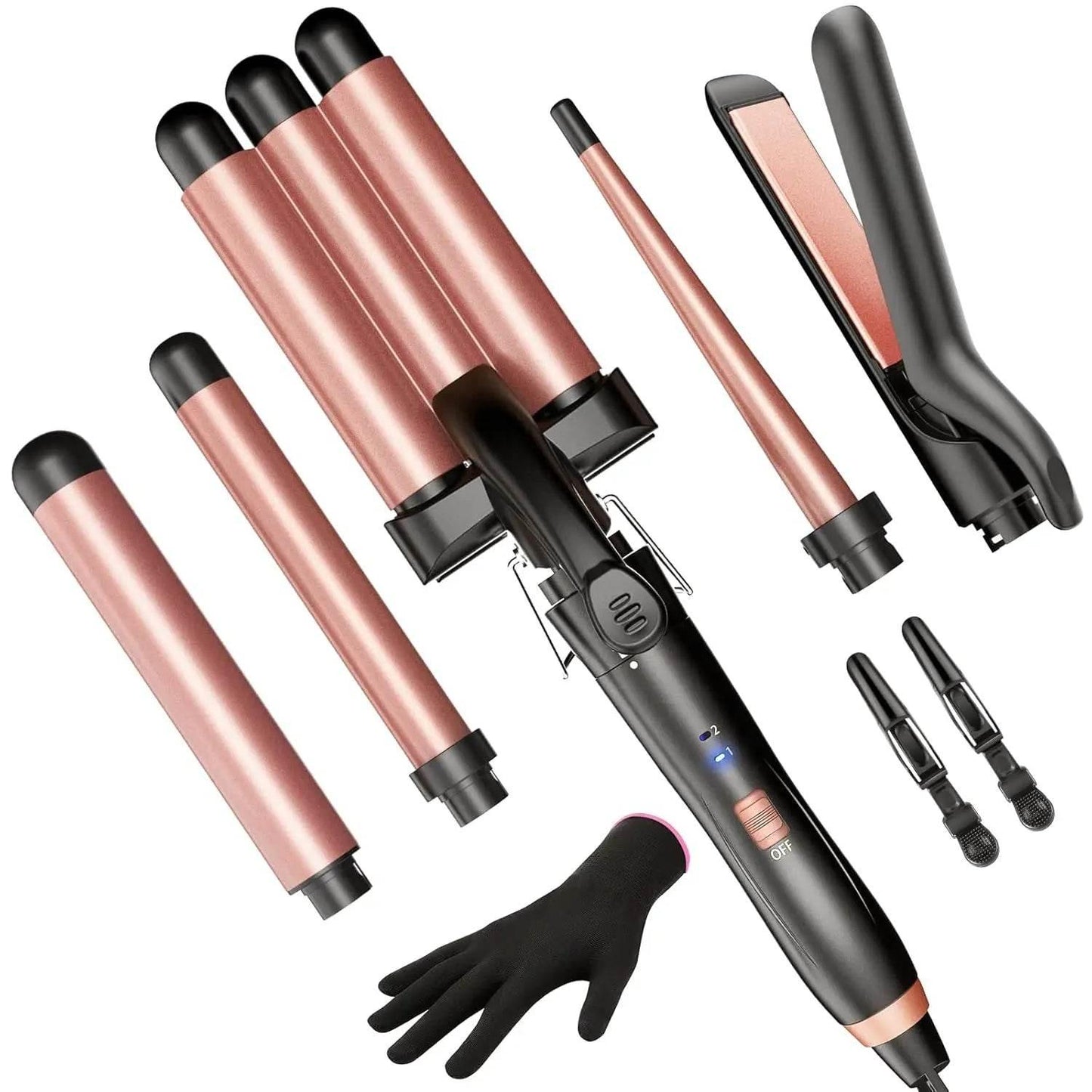 5 in 1 Wand Curling Iron-Curling Wand Set with Hair Straightener - Dabfavshop