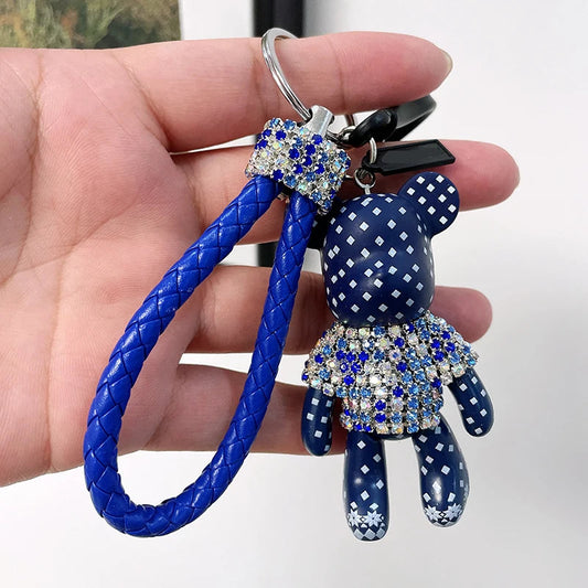 Craft Rhinestone Bear Tassels Keychain Cute Cartoon Resin Bag Charm Holder Fashionable Animal Themed Zinc Alloy Keychains Dabfavshop