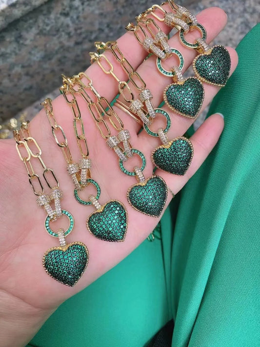 Heart Necklace, Gold Silver Color Chunky Chain Necklace Trendy Jewelry