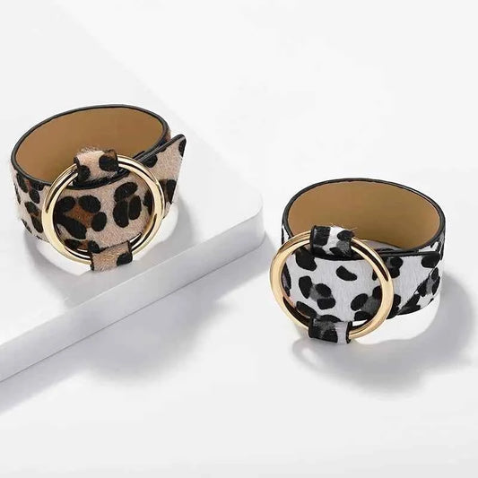 Elegant Leather Leopard Bracelet