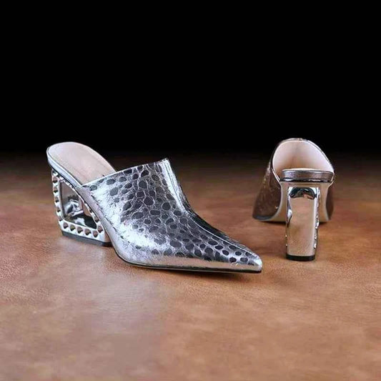 Women's Genuine Leather Leopard Print Cowhide High-Heeled Wedge