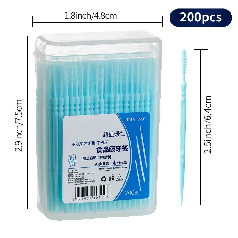 Portable Ultra Fine Toothpick Disposable Family Box Packed Pick Double Head High End Personality Creative Fruit Stick 200 Pieces Dabfavshop