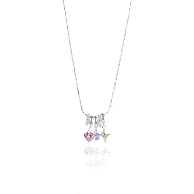 Punk Sweet and Cool Crystal Heart Pendant Necklace for Women