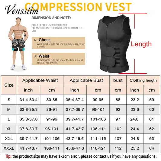 Men Slimming Compression Body Shaper Waist Trainer Vest