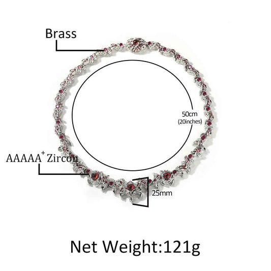 Red Eyes Necklaces for Men Iced Out Thrilled Claws Red Cubic Zirconia Chain Necklace