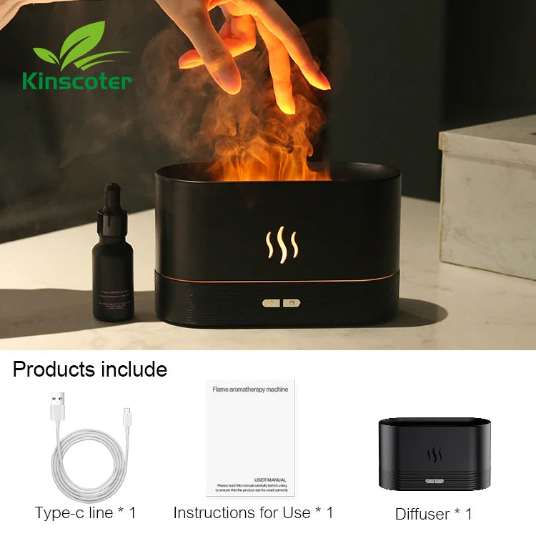 Kinscoter Aroma Diffuser Air Humidifier Ultrasonic Cool Mist Maker Fogger Led Essential Oil Flame Lamp Difusor Dabfavshop
