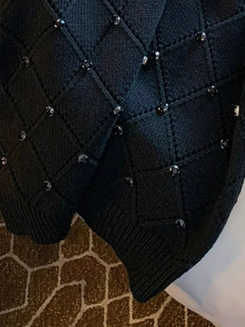 Knitted Diamond Short Sleeved Sweater