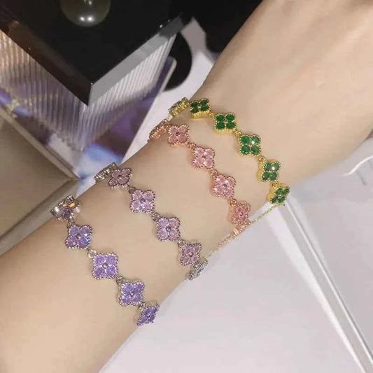 Moissanite clover bracelet