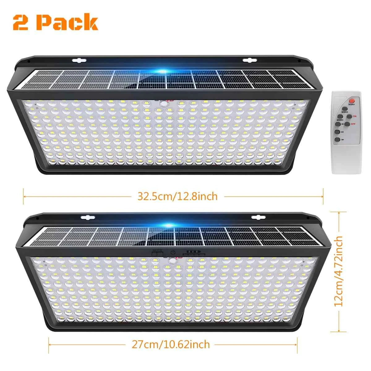 Solar Lights Outdoor Waterproof Motion Sensor 258 LED Solar Flood Light Solar Security Wall Lights with 3 Modes IP65 Waterproof