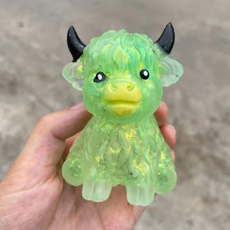 Cute Squishy Glitter Highland Cow Toy