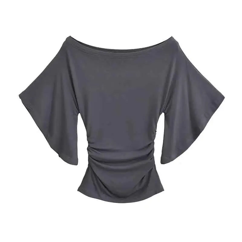 Slim Fit Top with Bat Sleeves Off-Shoulder T-Shirt