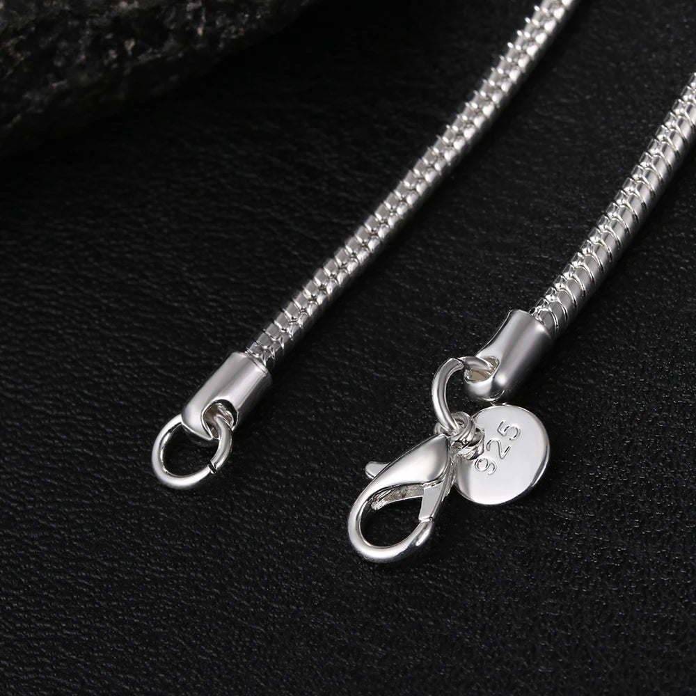 Silver Color Solid Snake Chain Necklace Men Women Fashion Jewelry For Pendant Dabfavshop