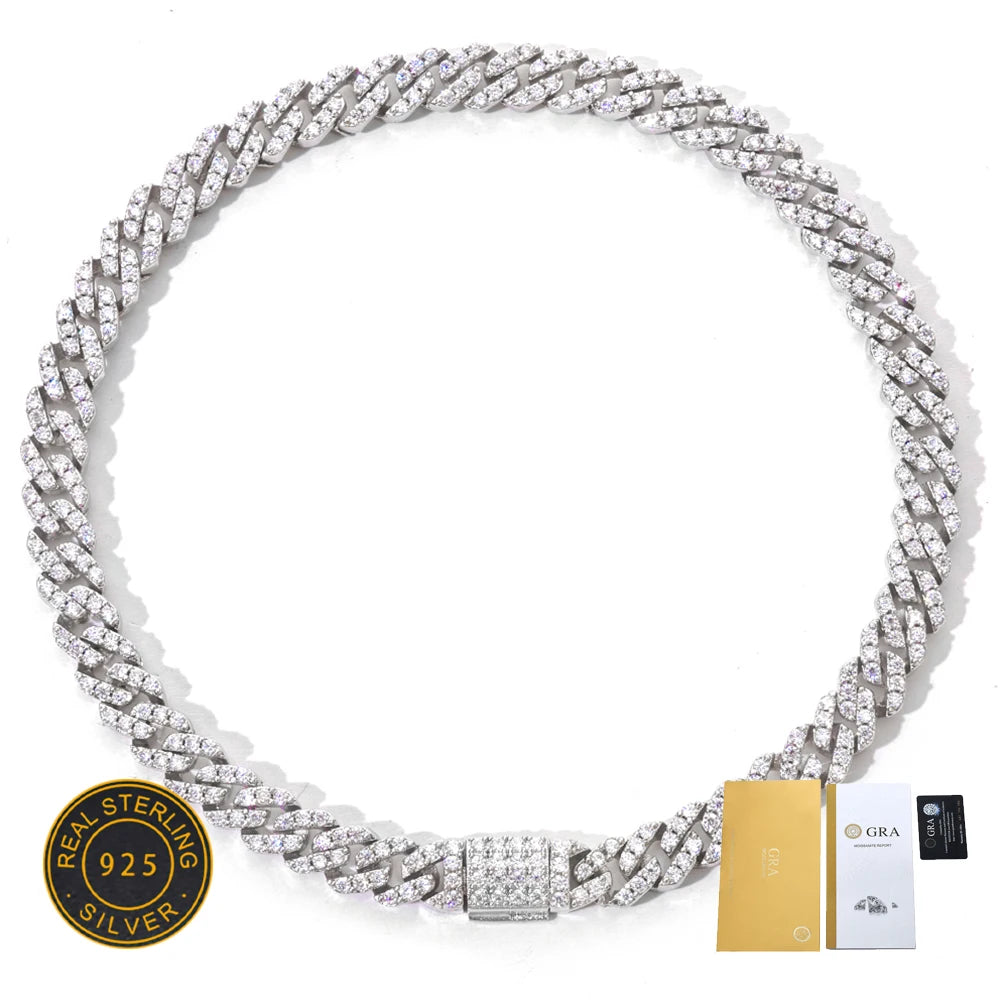 5mm Moissanite Cuban Link Chain Pass Diamond Test 925 Sterling Silver VVS Diamond Iced Out Necklace Women Jewelry Dabfavshop