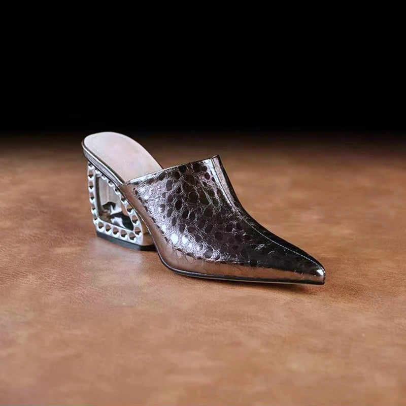 Women's Genuine Leather Leopard Print Cowhide High-Heeled Wedge