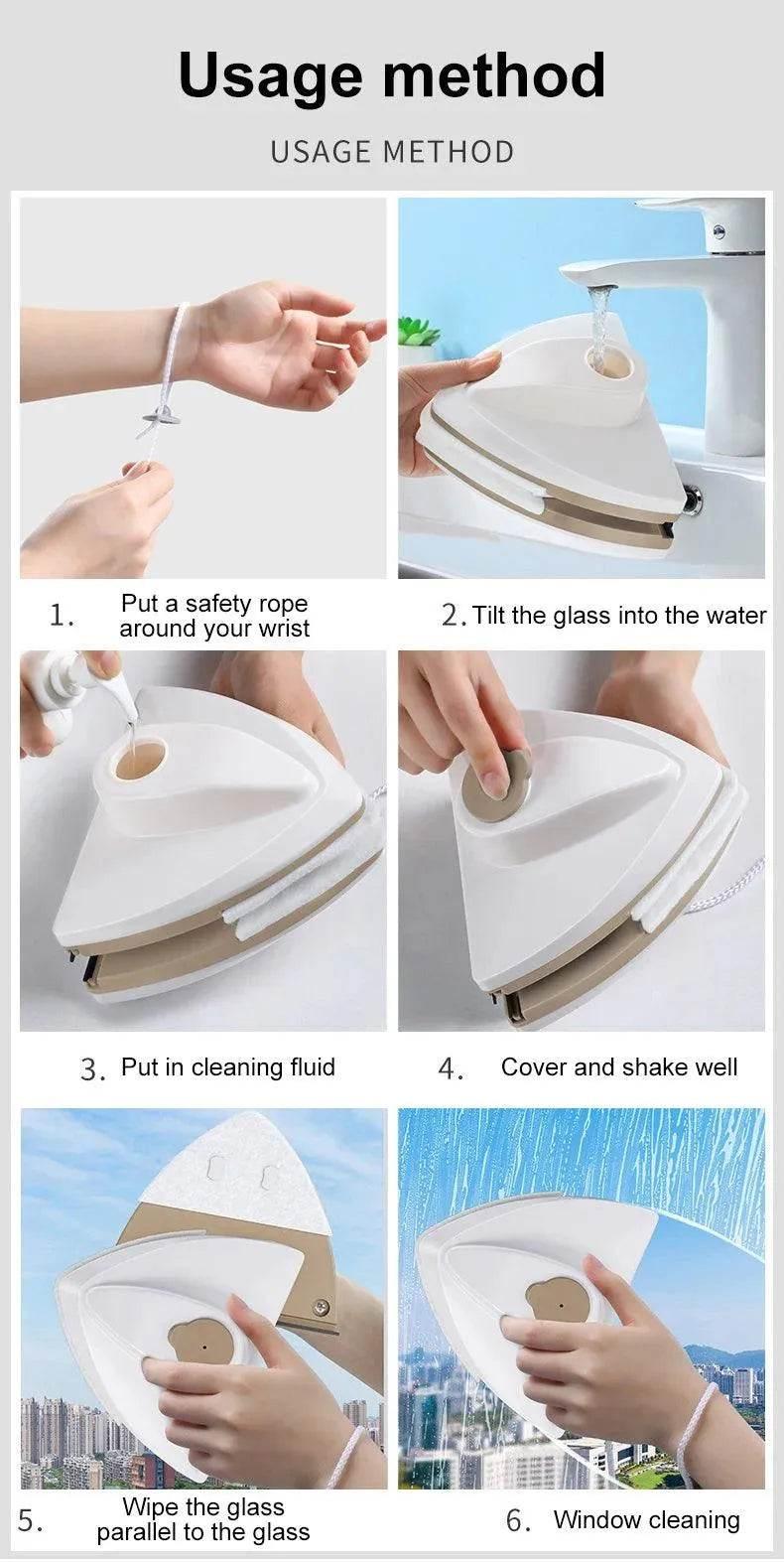 Magnetic Window Cleaner Brush Double-Side Automatic Water Discharge - Dabfavshop