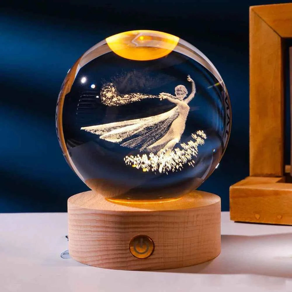 3D Crystal Ball Night Light Laser Carving