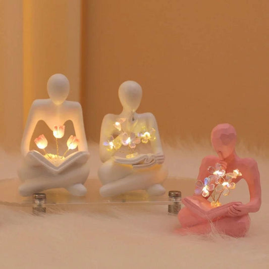 Desktop Thinker Sculpture Ornament Abstract Figure Tulip Book Lamp - Dabfavshop