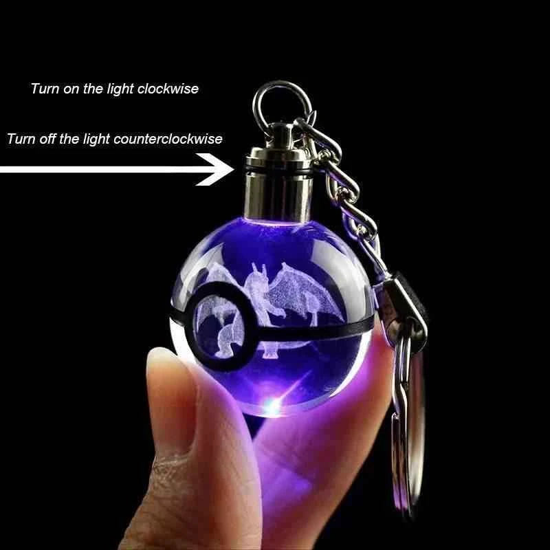 3D Laser Engraving Crystal Pocket Ball LED Keychain