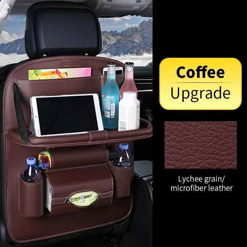Car Back Seat Organizer Storage Bag with Foldable Table Tray Tablet Holder Tissue Box Auto Back Seat Bag Protector Accessories Dabfavshop
