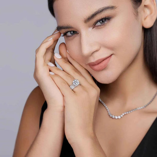 5CT Moissanite Engagement Ring S925 Silver with Round Brilliant Cut Stones and Claw Setting - Luxury Wedding or Proposal Jewelry Dabfavshop