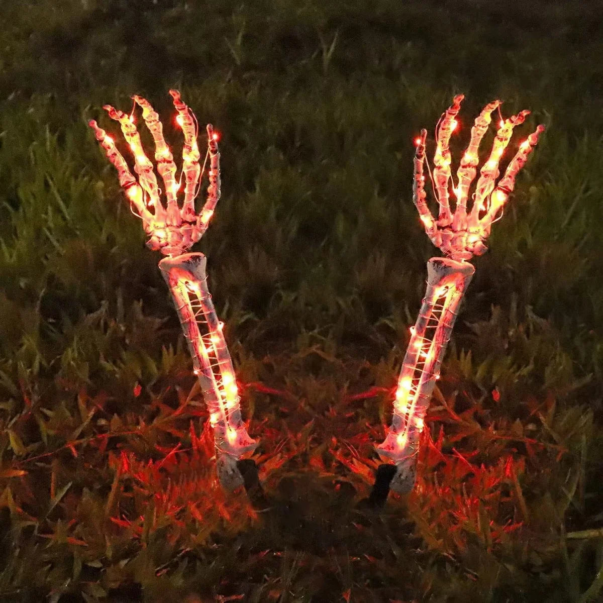 Halloween Solar Ghost Hand LED Light String, Ghost Festival Courtyard Atmosphere Decoration Light, Copper Wire Ground Plug Light Dabfavshop
