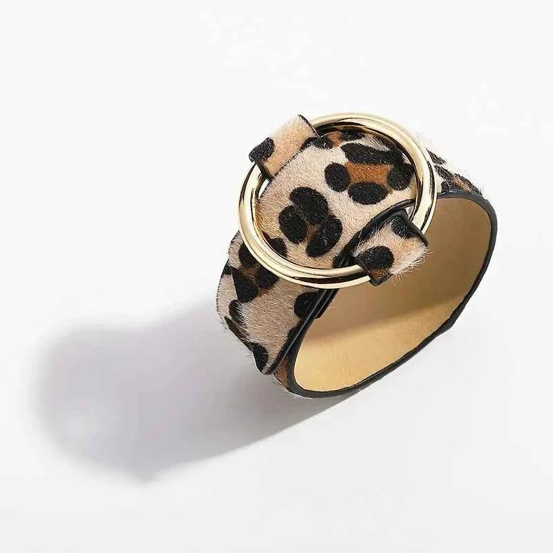 Elegant Leather Leopard Bracelet