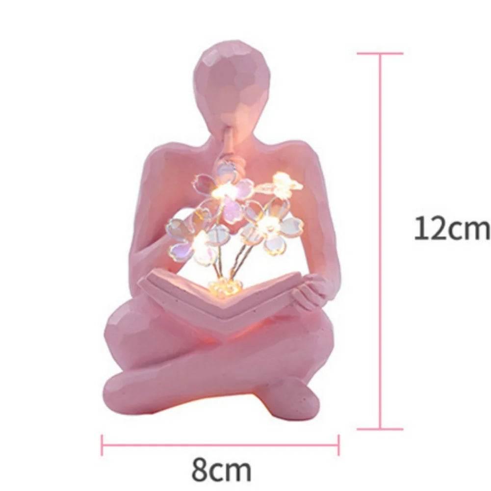 Desktop Thinker Sculpture Ornament Abstract Figure Tulip Book Lamp - Dabfavshop