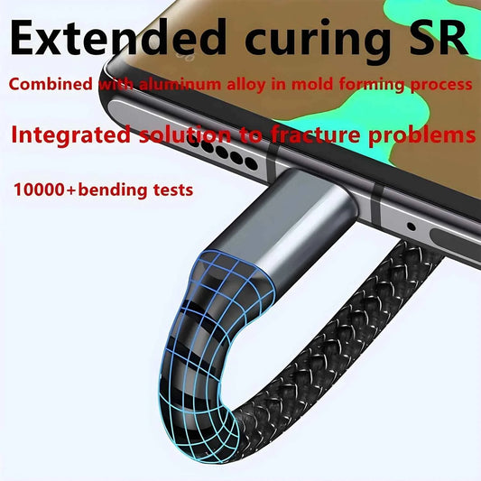 Fast Charging Cable Multi Charger Cable Nylon Braided Multiple USB Universal 3 in 1 Charging Cord Adapter with Type-C Micro