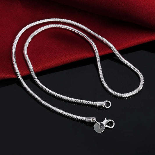 Silver Color Solid Snake Chain Necklace Men Women Fashion Jewelry For Pendant Dabfavshop