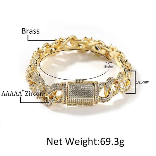 Colorful Flowers Cuban Chain Necklaces for Women Men CZ Infinity Chain Bracelets