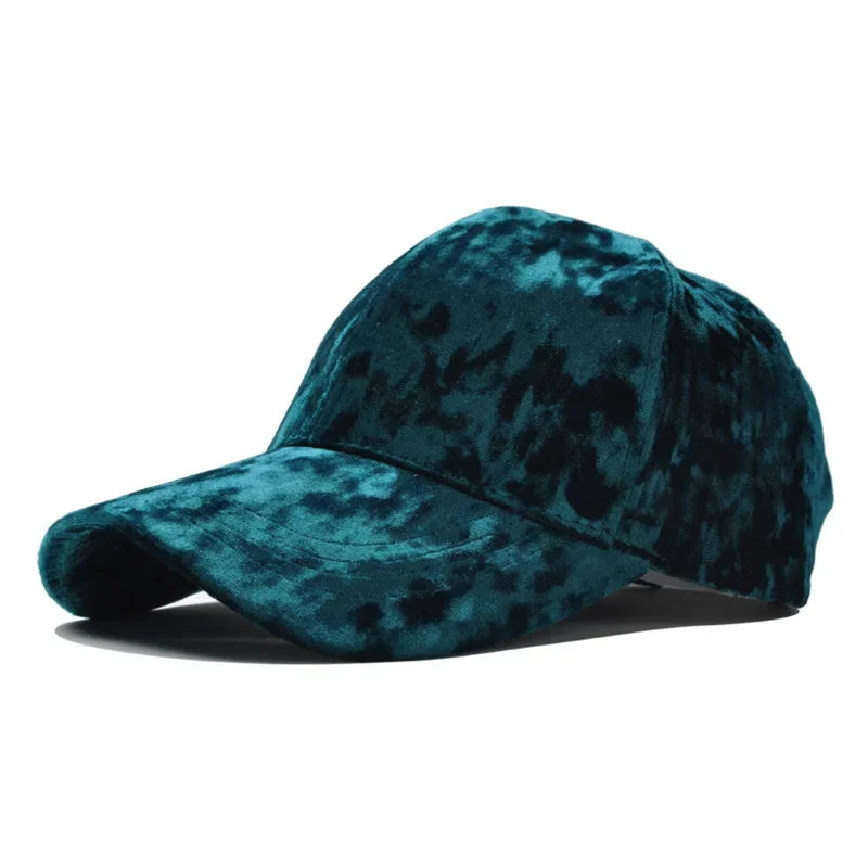 Teal stylish velvet hat with a sleek design perfect for casual outings