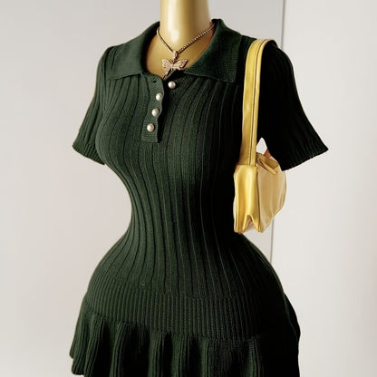 [Sexy Minimalist] Short Sleeve Sweater Dress