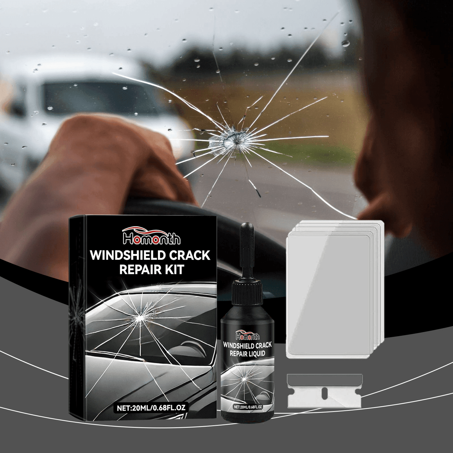 Windshield Crack Repair UV Adhesive Solution - Dabfavshop