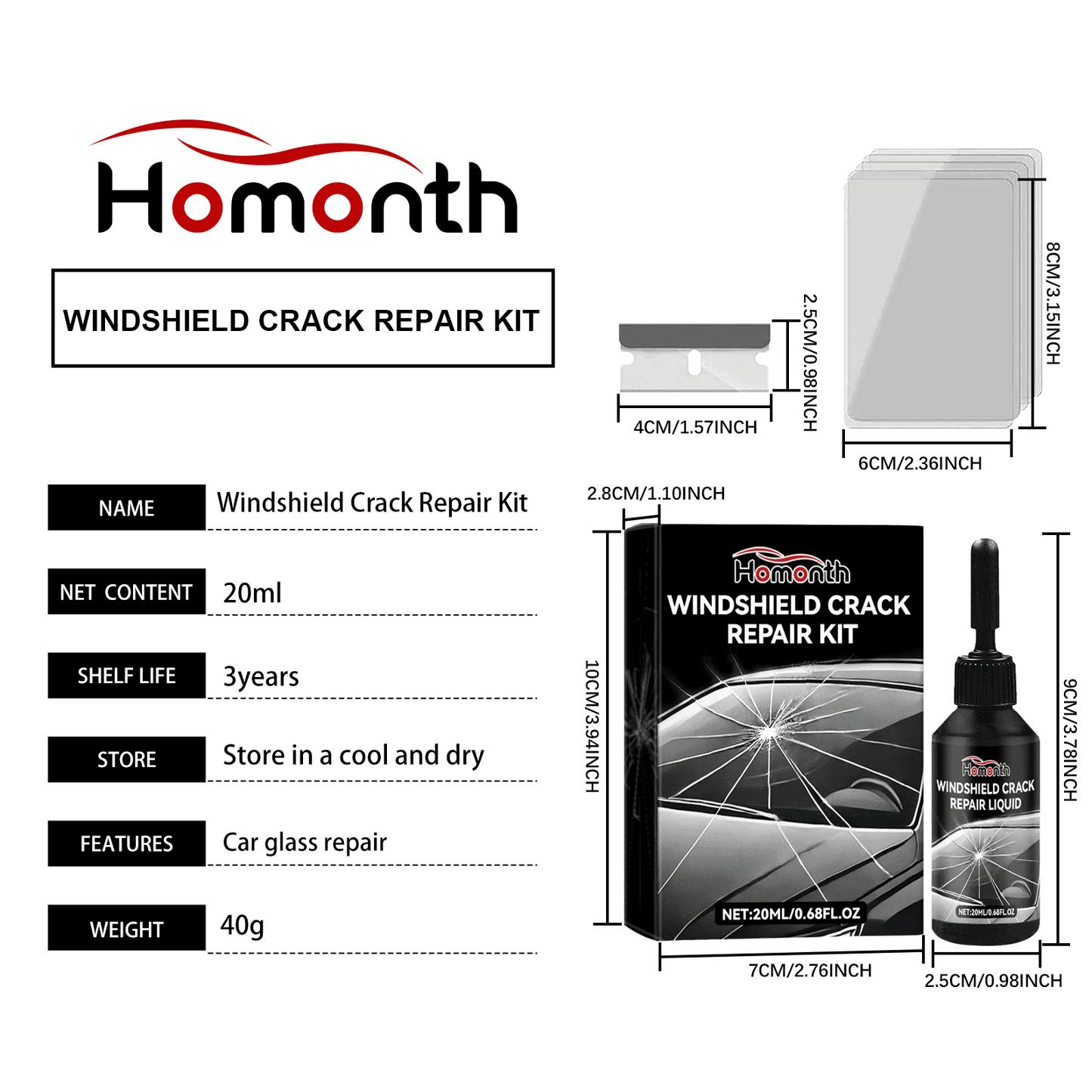 Windshield Crack Repair UV Adhesive Solution - Dabfavshop