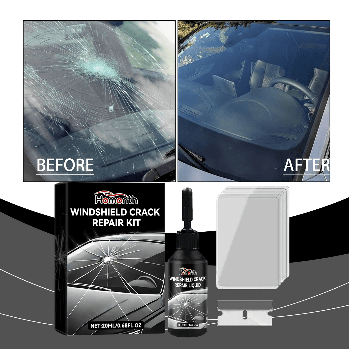 Windshield Crack Repair UV Adhesive Solution - Dabfavshop