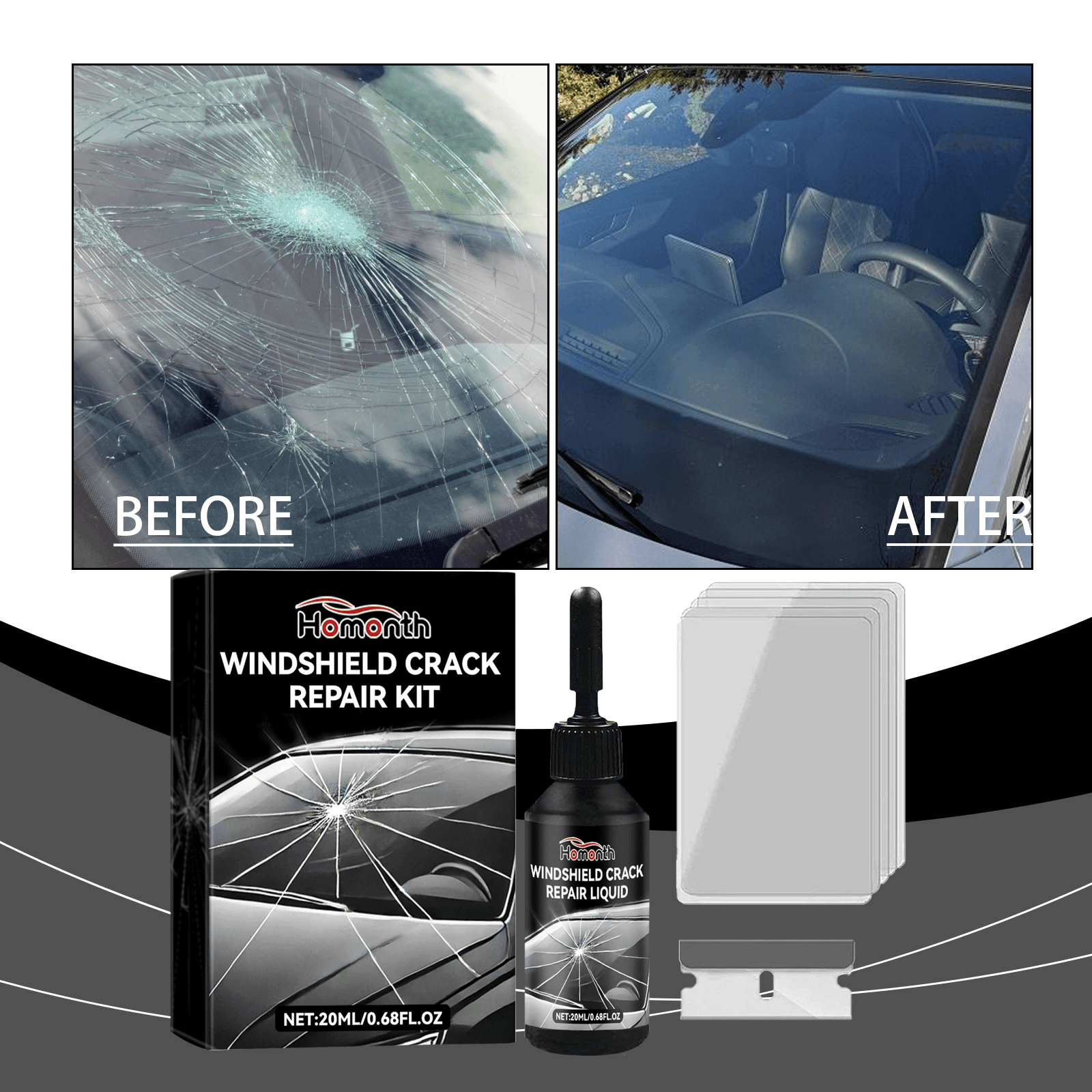 Windshield Crack Repair UV Adhesive Solution - Dabfavshop