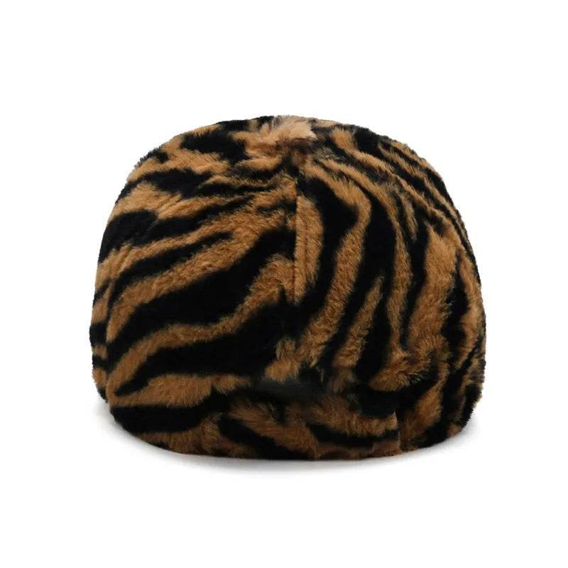 Leopard Print Fleece Baseball Cap - Winter Style - Dabfavshop