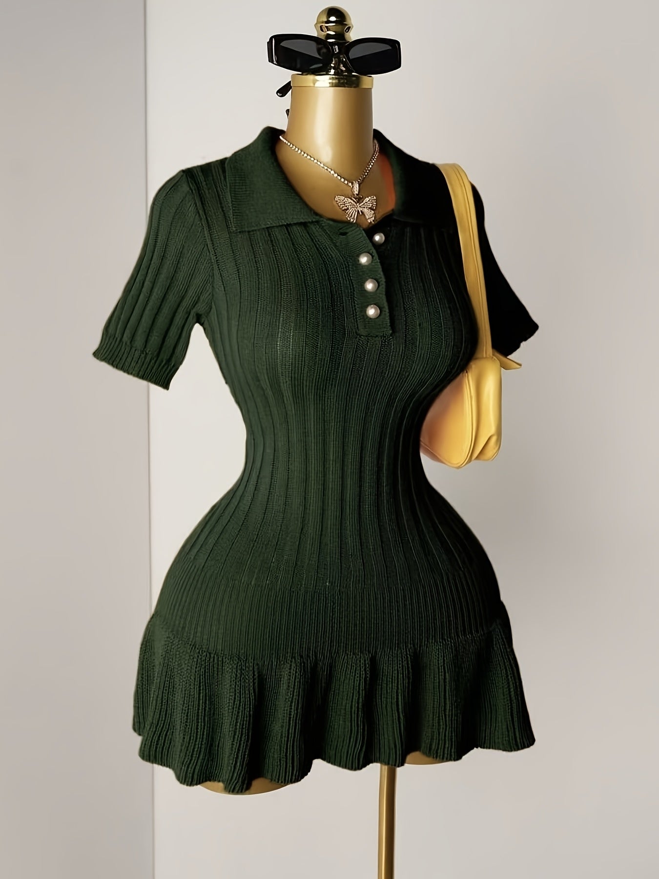 [Sexy Minimalist] Short Sleeve Sweater Dress