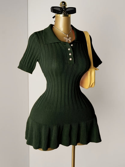 [Sexy Minimalist] Short Sleeve Sweater Dress