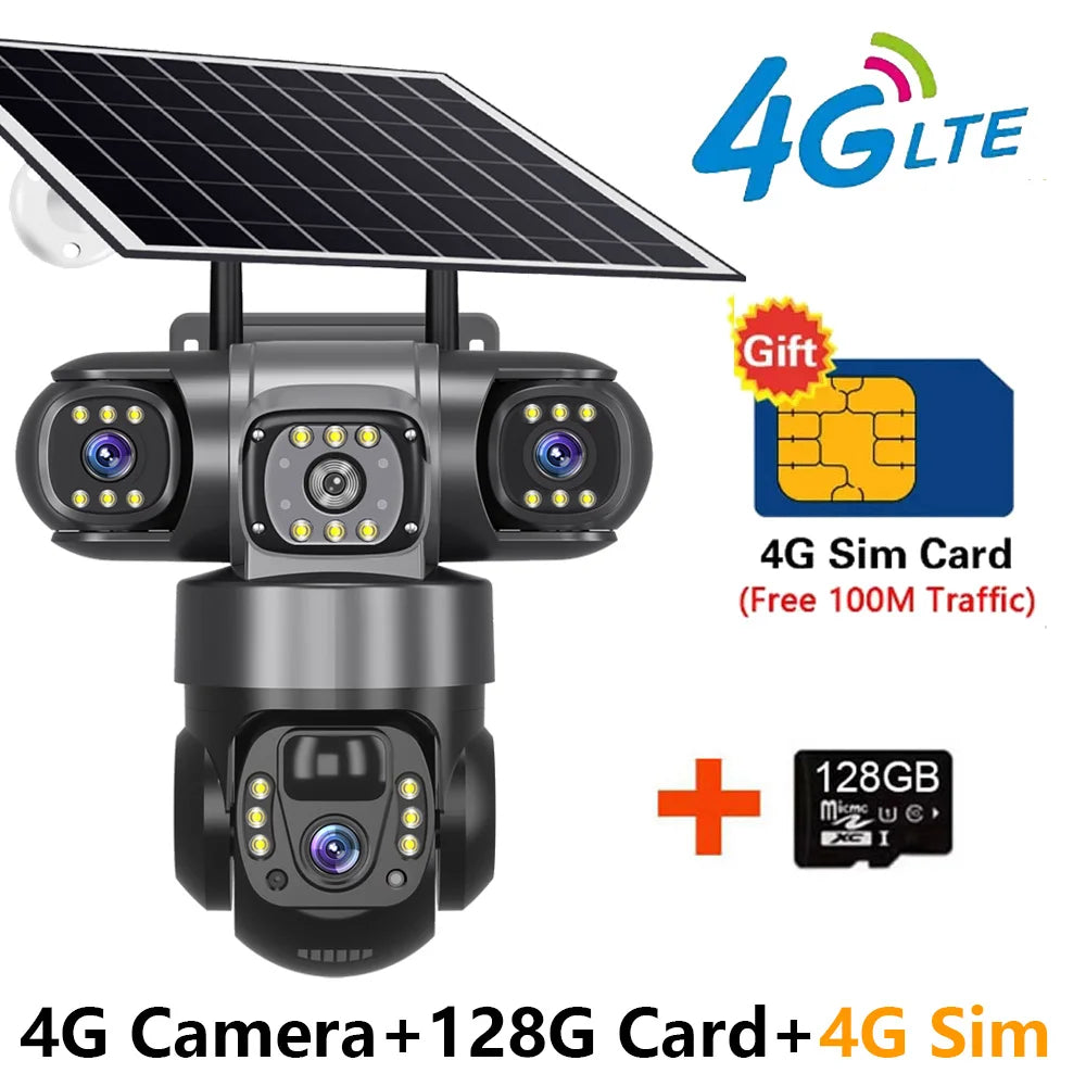 4G LTE 360 Degree Dome Camera with solar panel and 128GB card for enhanced surveillance