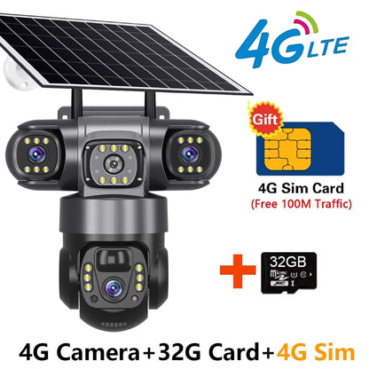 360 Degree Dome Camera with solar power, 4G connectivity, and 32GB SD card included