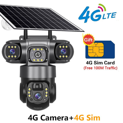 360 Degree Dome Camera with Solar Panel and 4G Sim Card for Wireless Security Monitoring