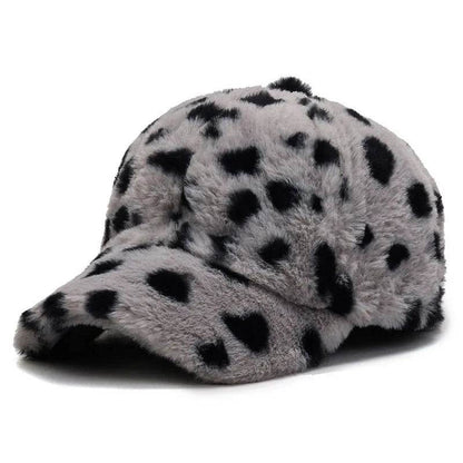 Leopard Print Fleece Baseball Cap - Winter Style - Dabfavshop