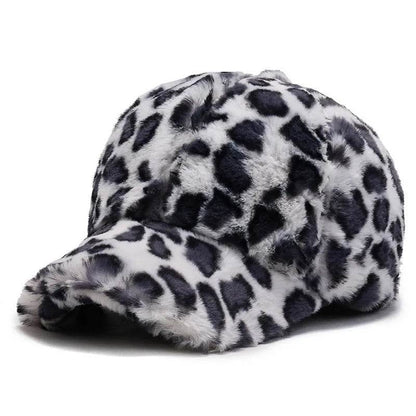 Leopard Print Fleece Baseball Cap - Winter Style - Dabfavshop
