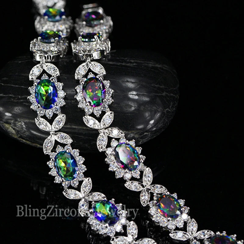 Crystal Flower Silver Plated Bracelet