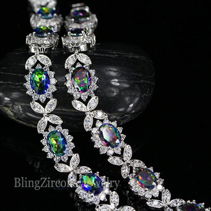 Crystal Flower Silver Plated Bracelet