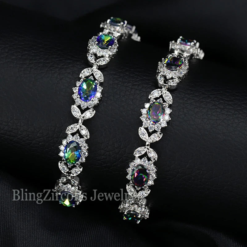 Crystal Flower Silver Plated Bracelet