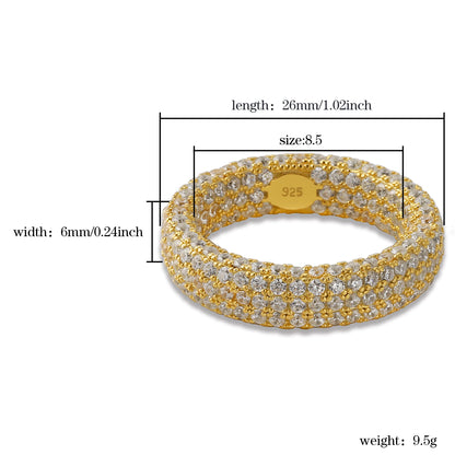 925 Sterling Silver Ring Full Iced Out Cubic Zirconia