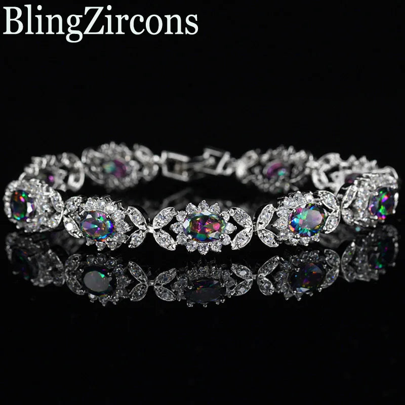 Crystal Flower Silver Plated Bracelet