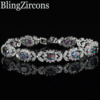 Crystal Flower Silver Plated Bracelet